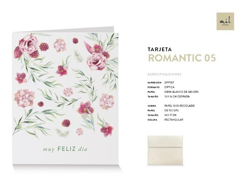 Tarjetas De Saludo Romantic X 10 - Mil Letterpress -cumple