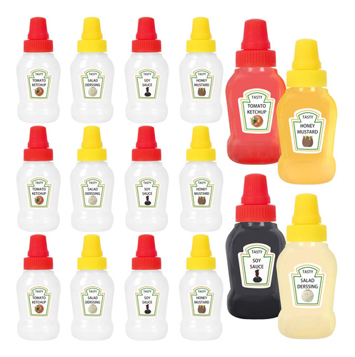 12 Mini Botella Ketchup Recipiente Plastico Vacio Para Caja