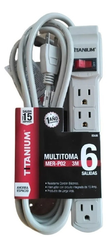 Multitoma Eléctrica 6 Salidas Extensión 5 Metros