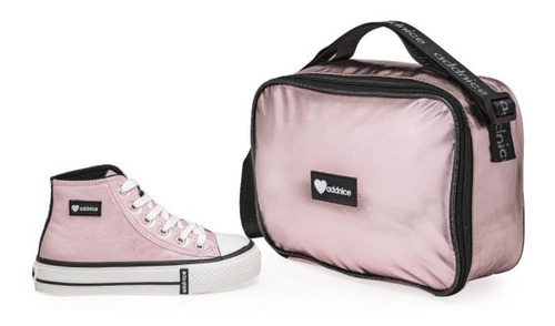 Zapatillas - Botitas Addnice Rosa Vulcan Metalizadas + Bolso