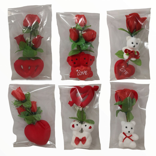 Caja Regalo San Valentin Osos Y Corazones 6 Pzs A Elegir