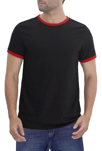 Playeras Negras Para Hombre Casual - Playera Con Timbre De