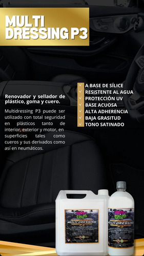 Restaurador Plástico Auto Multi Dressing P3 Motorclean 1l