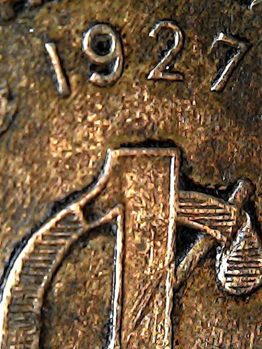 1 Centavos 1927  6  Bronce Sin Circular  Rara   Moneda L1