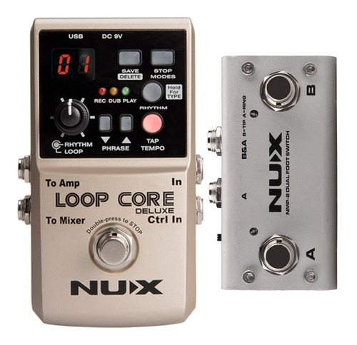 Pedal Nux Loop Core Deluxe + Footswitch Looper Guitarra Bajo