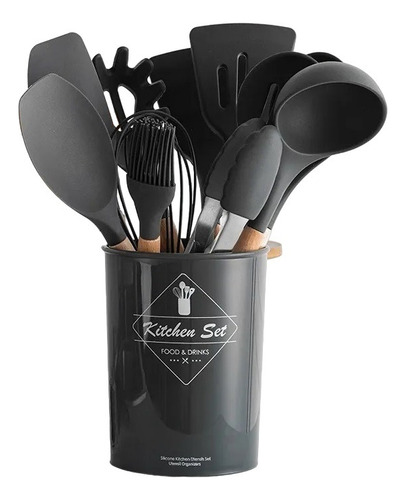 Juego De 12 Utensilios De Cocina Menage - Negro