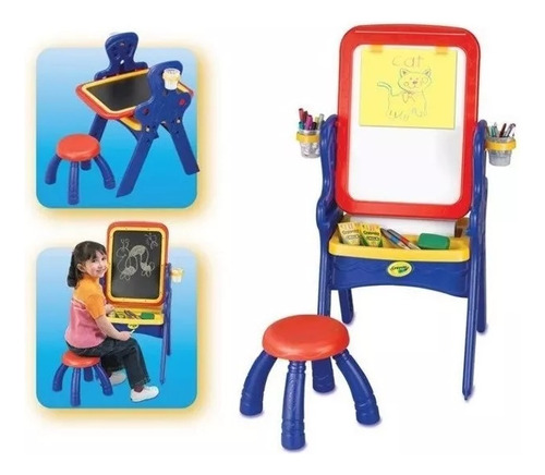 Pizarrón Caballete Infantil 2 En1 Mesa Banco Crayola En Caja Azul (Usado)