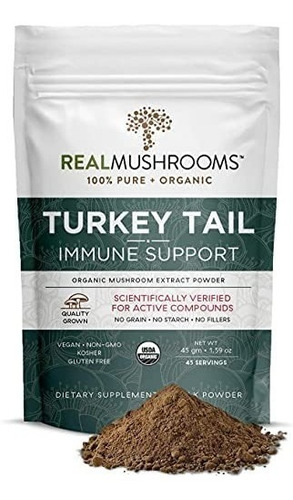 Real Mushrooms Turkey Tail Immune Support 45 Servings Sabor Sin Sabor