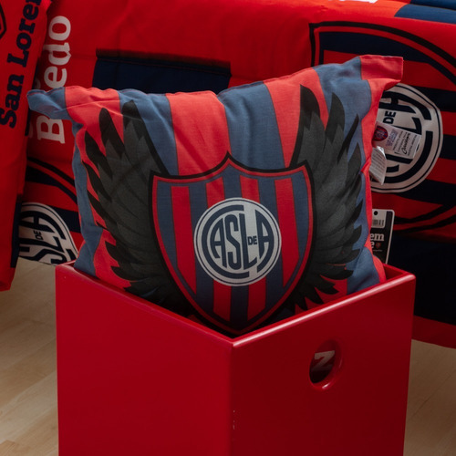 Almohadon Futbol Programado San Lorenzo Color Azul Y Rojo Diseño De La Tela Estampado