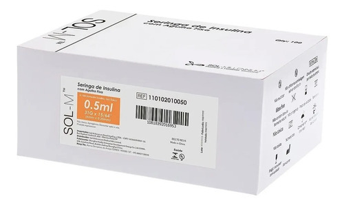 Caixa C/100 Seringa Insulina 0,5ml C/ Agulha 6x0,25 Blister