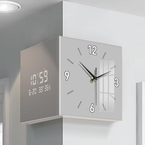 Relojes De Esquina Muralla Madrina Montada Fácil De Gris