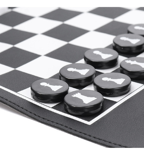 Para Roll De Chess Set Pu Mesa Backgammon Juego Portátil