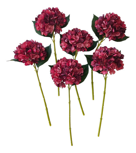 Artifiplant Flores Artificiales De Hortensias Rojas, 6 Pieza