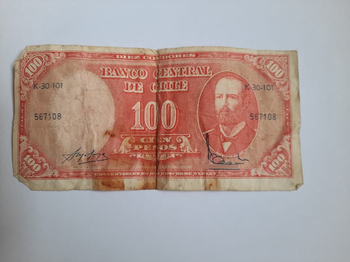 Billete De 100 Pesos De La República De Chile Buen Estado