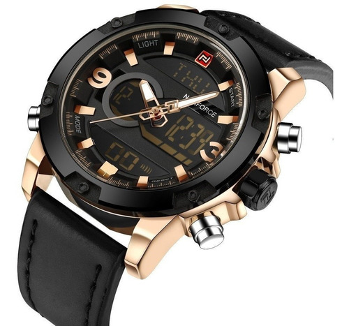 Relogio Masculino Naviforce 9097 Em Couro Original