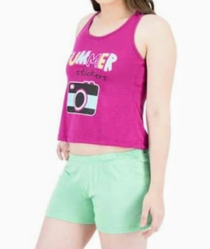 Pijama 2 Piezas Playera Y Short Para Mujer T Med