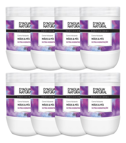 8 Creme Desodorante Hidratante Mãos Pés 680g D'agua Natural