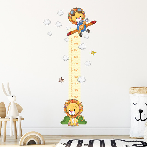 Imagem 2 de 2 de Adesivo De Parede Régua De Crescimento Leão Baby 180x80cm