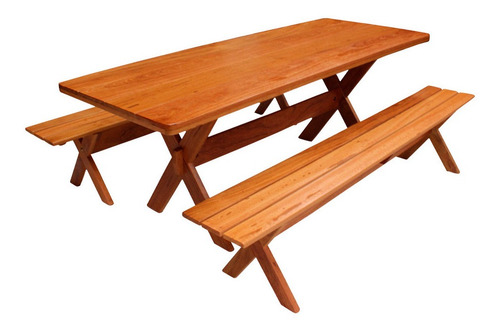 Mesa Rustica Com Bancos 1,60m Madeira Maciça Angelim Pedra