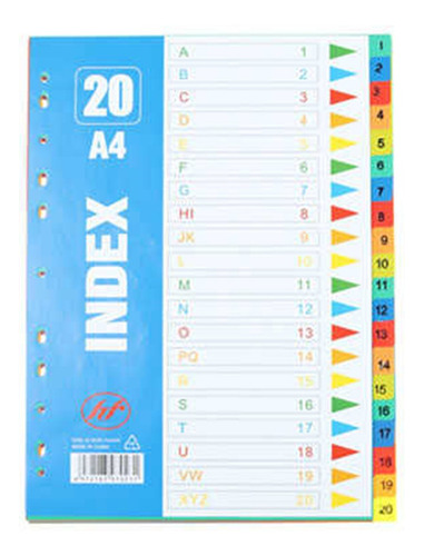 Set 20 Separador Divisor De Hoja Carpeta A4