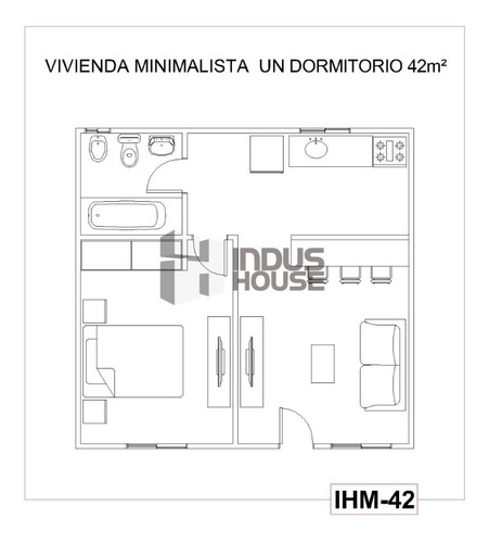 Imagen 2 de 9 de Vivienda Pre Fabricada 1 Dor Living Comedor Cocina Baño 42m2
