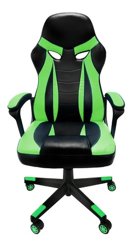 Silla de escritorio TodaTuCasa Escorpion gamer ergonómica  negra y verde con tapizado de cuero sintético