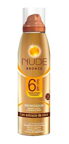 Bronceador Nude Extracto De Coco Spray 6 Fps 177 Ml