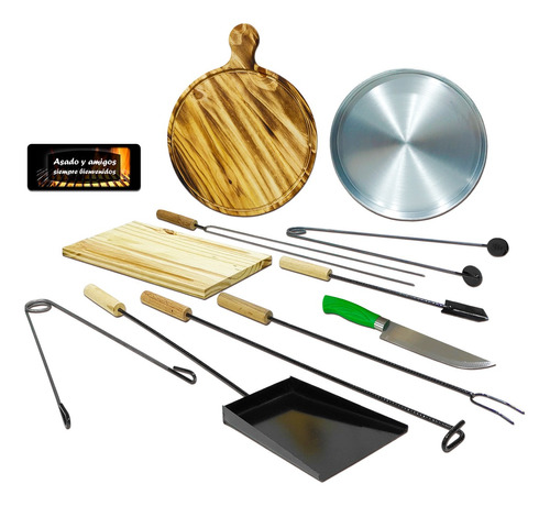 Kit Parrillero Para Pizza Y Asado Con Tablas Y Herramientas