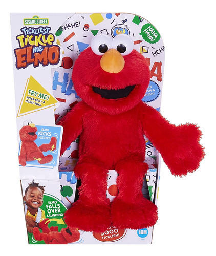 Peluche Elmo Tickle Me Con Movimiento Plaza Sésamo - 18x41cm