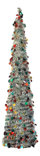 Árbol De Navidad Telescópico Plegable De 150 Cm, Plateado Y