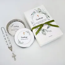 Comprar Souvenir Comunion 15 Lata Denario + Caja 40 Estampitas Varon