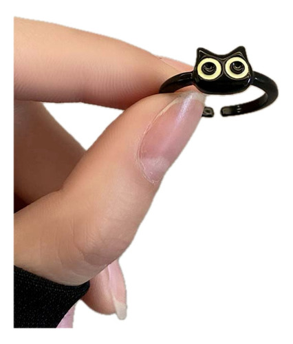 Anillo Gato Ajustable Neko Kawaii Michi Cat Only Black Miau!