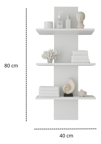 Repisa Decorativa De Baño Moderna Con Estantes Color Nogal Blanco