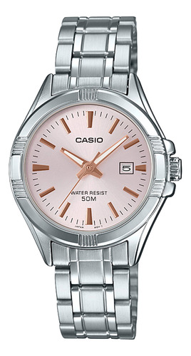 Reloj Mujer Casio Ltp-1308d-4avdf Core Ladies Color De La Correa Plateado Color Del Bisel Plateado Color Del Fondo Rosa