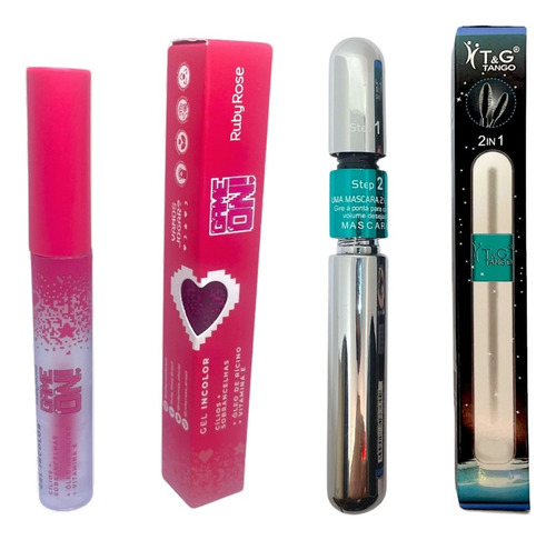 Kit Gel Game On + Sombra Ruby Rose + Rímel Tango 4d 2 Em 1 Incolor