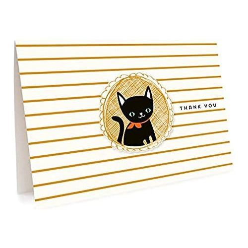 Tarjetas De Agradecimiento Diseño De Gato Negro, Paque...