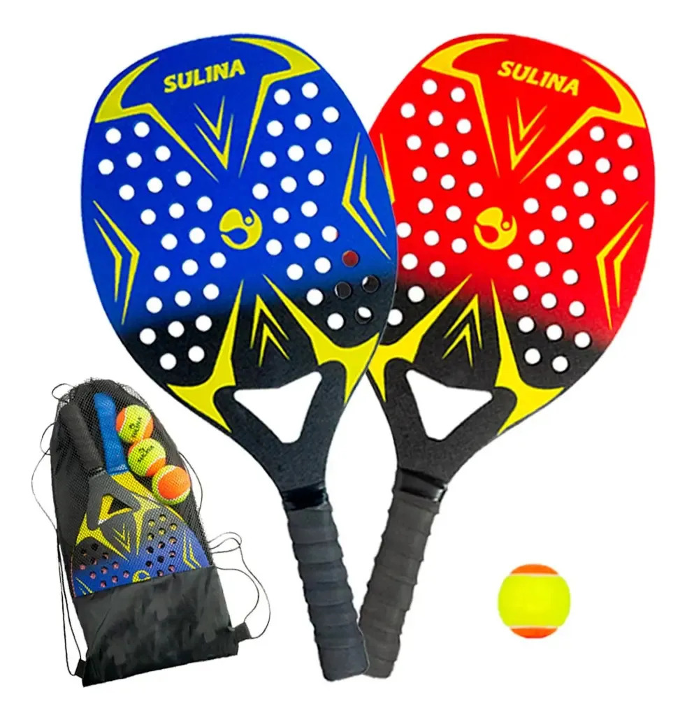 Kit 2 Raquetes de Beach Tennis Com Capa e Bola