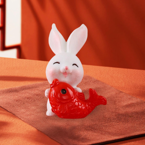 2 X Estatuas De Conejo De Año Nuevo Chino Estatuilla De