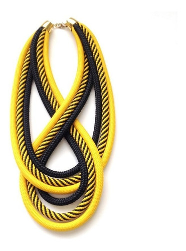 Colar De Corda Mila Amarelo Listra Preto