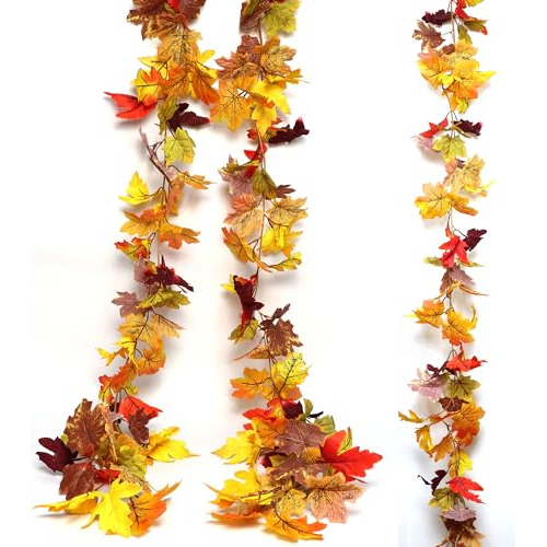 2 Pack Fall Maple Garland - 5.8 Ft/pcs Autumn Hanging F...