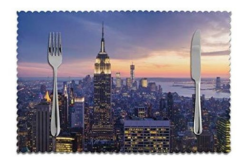 Mantaiyuan Set Of 4 Placemats, New York City Landscape Night