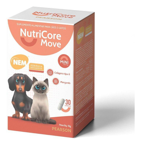 Suplemento Nutricore Move Mini Para Cães E Gatos 30 Cápsulas