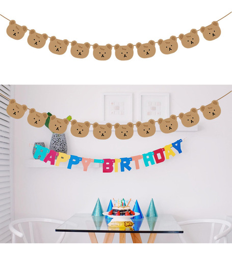 Banner De Oso, Accesorios, Pancarta De Cumpleaños Para
