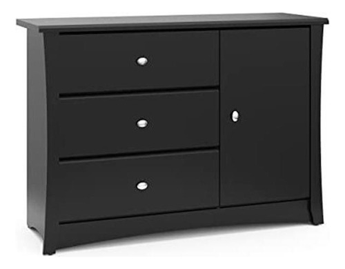 Storkcraft Media Luna 3 Cajones Combo Dresser, Negro, Niños