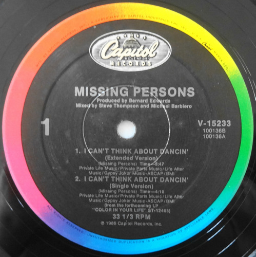 Missing Persons I Can't Think About Dancin' Disco Importado (Usado)