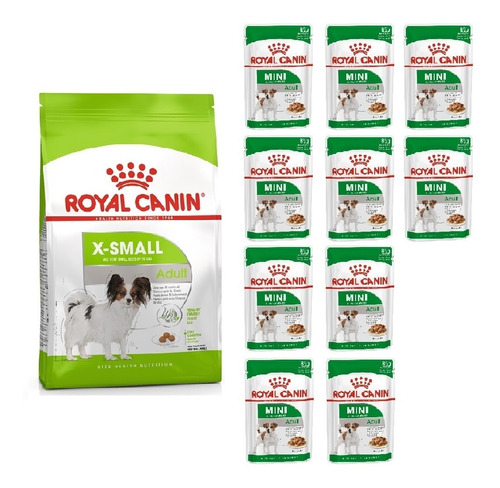 Kit Ração X-small Adult 2,5kg E 10 Sachês 85g Royal Canin
