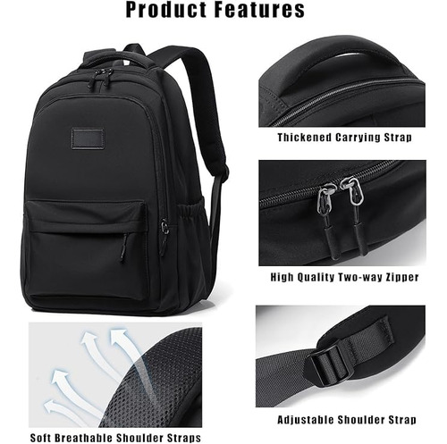 Mochila Para Ordenador Portátil, Mochila De Viaje, Mochila Impermeable,mochilas Para Hombres Y Mujeres Para Estudio, Viajes, Trabajo (casual, Negro,