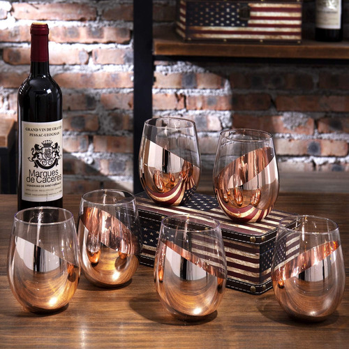 Juego De 6 Copas De Vino Mygift Modernas Sin Tallo, Blancas