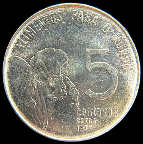 Brasil, 5 Centavos, 1977. Fao, Vaca. Sin Circular
