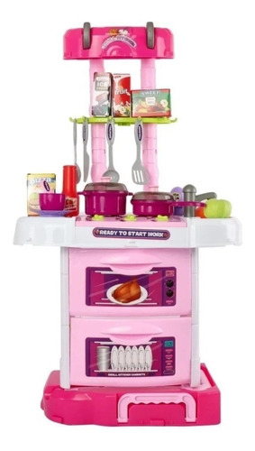 Imagen 3 de 6 de Cocinita Infantil+sonido+luz+43 Accesorios + Valija!!!!